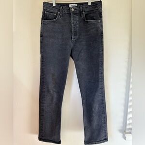 Black Agolde Riley straight jeans